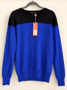 NWT Wantable Blue Black Colorblock Sweater S | $69 MSRP